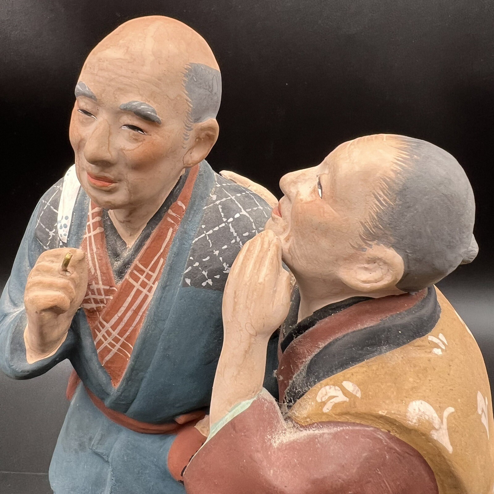 1940s-50s Japanese "Mudmen"/10" tall/Figurine/Pottery/Two Men/made in Japan