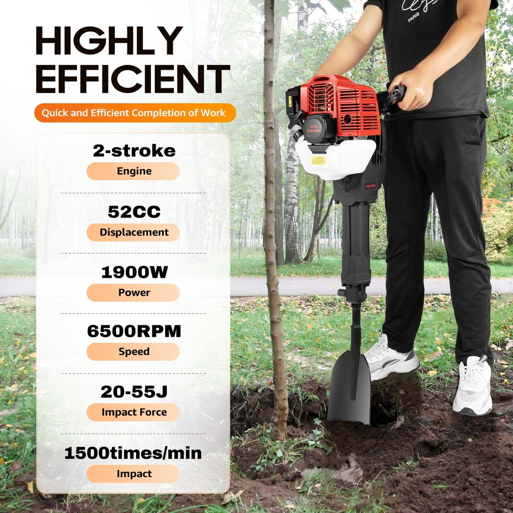 Handheld Trencher Digger Machine 52CC 2Stroke Garden Tree Digger Digging Machine