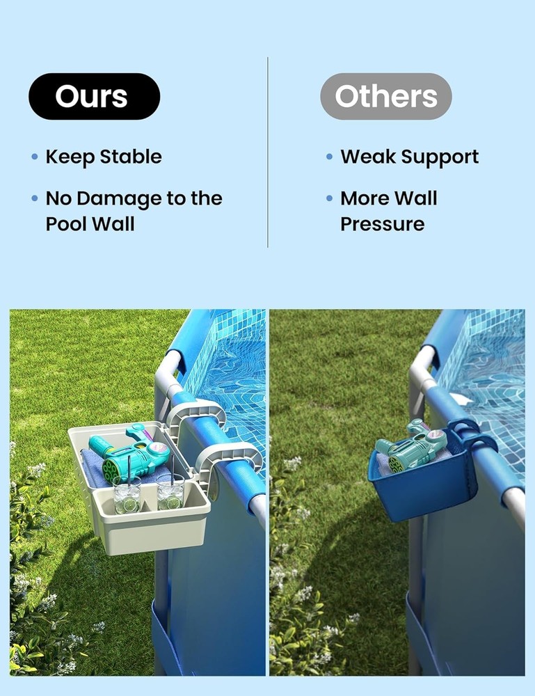 New! 2 Pack Off White Pool Poolside Above Ground Pool Storage Baskets FREE SHIP!