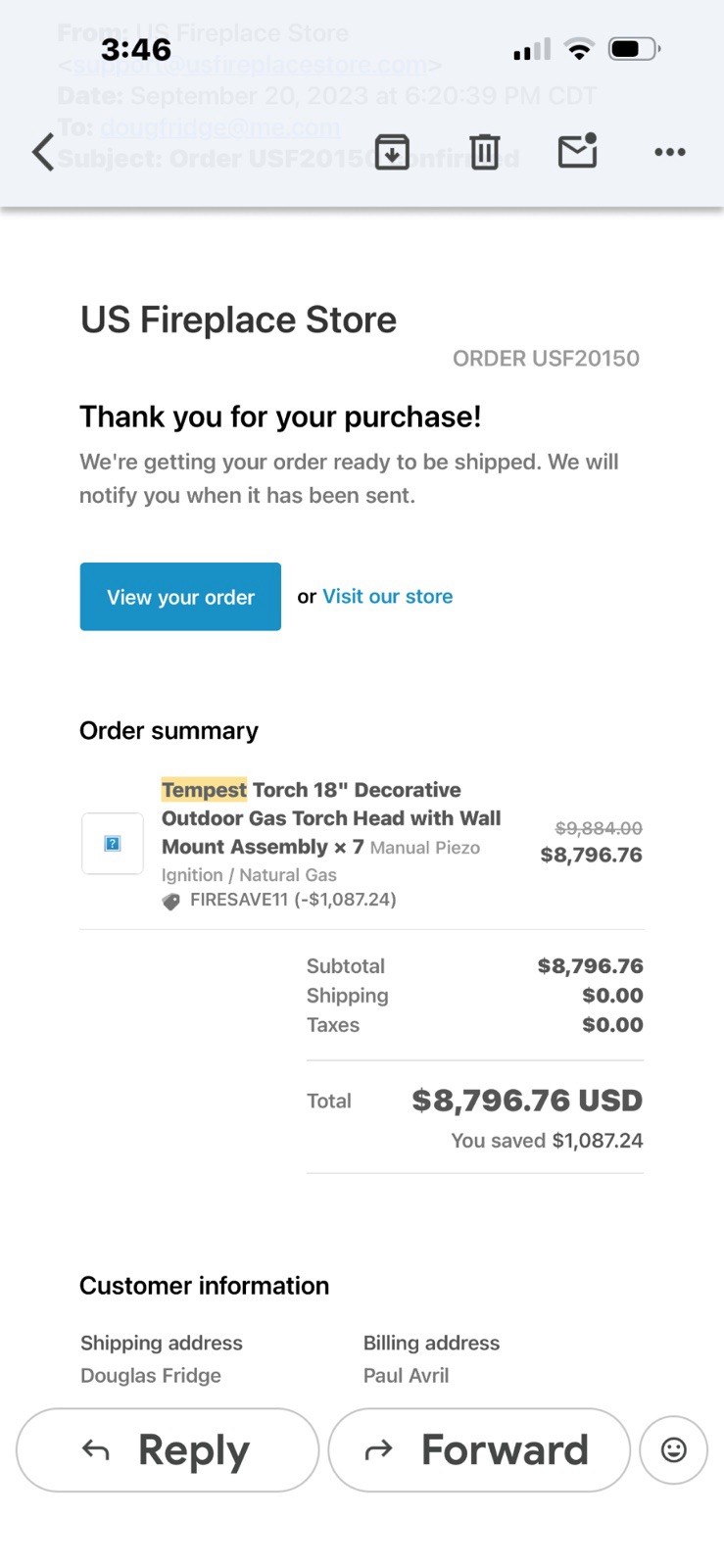 Tempest Torch 18" Decorative Outdoor Gas Torch Head with Wall Mount