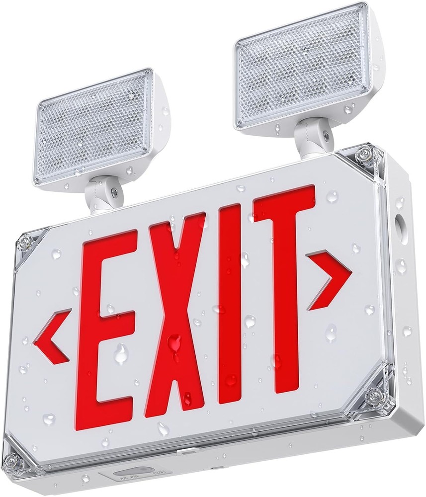 Wet Location Emergency Exit Sign Adjustable Light Battery Double Sided LED NOB