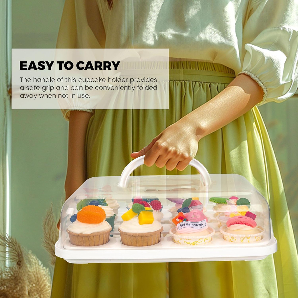 Cupcake Containers with Lid Rectangular Cake Carrier 3-In-1 Multipurpose Cupcake