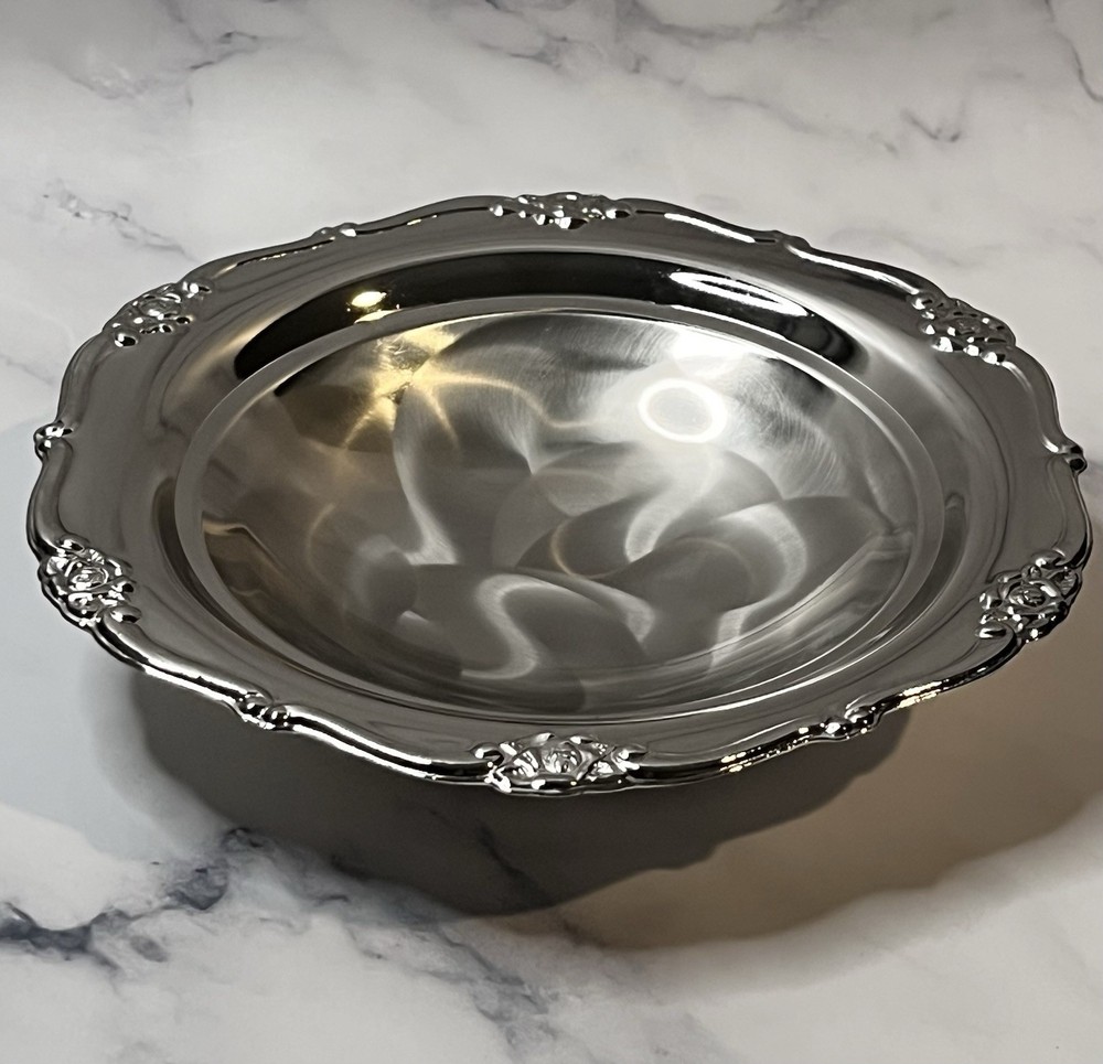 Japan Silver Silver Plated Pearlized Candy Dish 7 x 1.5”