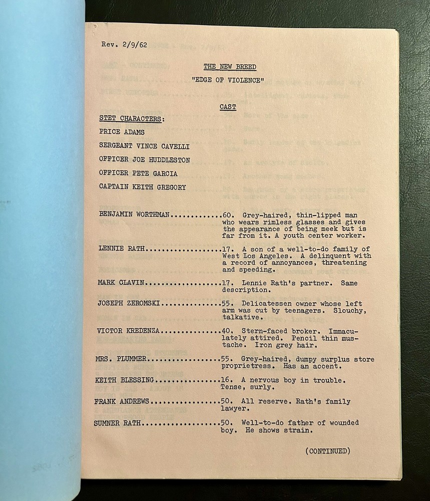 The New Breed Original TV Script