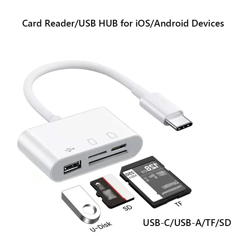 TF/SD Card Adapter Camera Reader Android Type-c For iPhone 17/16/15 Pro Max iPad