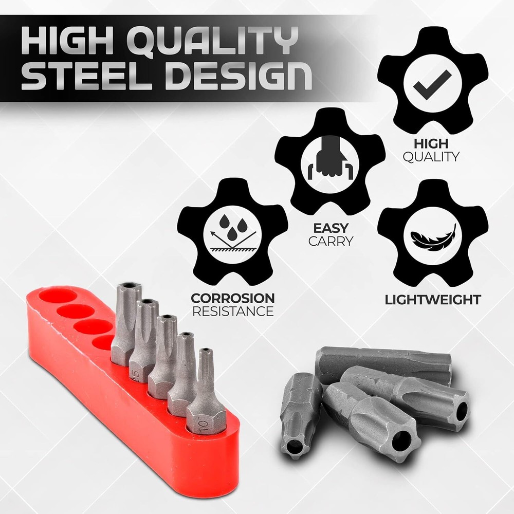 Torx plus 5-Point Tamper-Proof Security Bits - 12Pc Torx Star 5 Point, Security