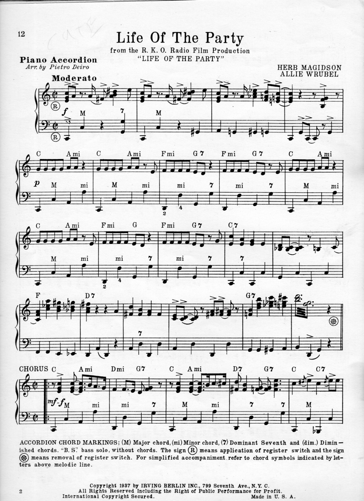 PIETRO DEIRO MASSIVE ACCORDION SHEET MUSIC COLLECTION - 446 SELECTIONS on DVD