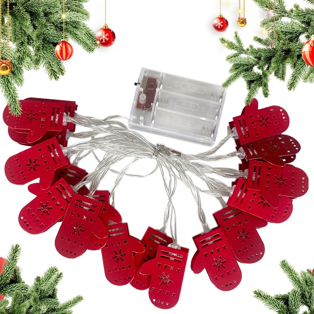 Christmas LED Light String Iron Christmas Gloves Ornament String Light