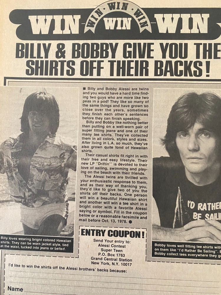 Billy and Bobby Alessi, Brothers, Twins, Alessis, Full Page Vintage Clipping