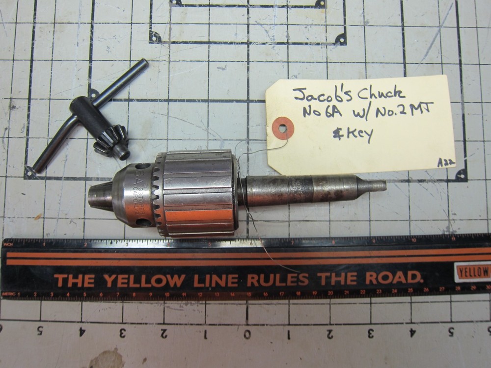JACOBS DRILL CHUCK #6A WITH NO. 2 MNT AND KEY, Used