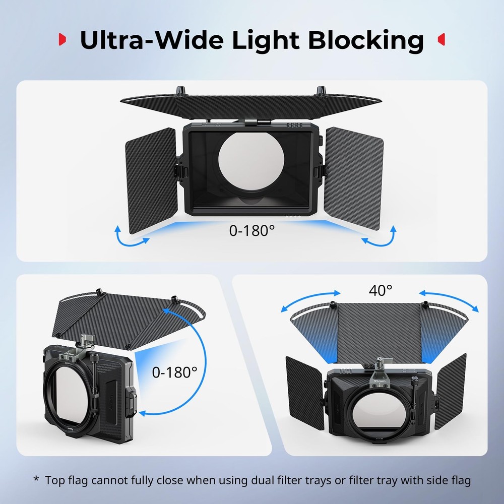 SmallRig Mini Matte Box Pro Flag Kit with Two 4 x 5.65 Filter Frame, Modular ...