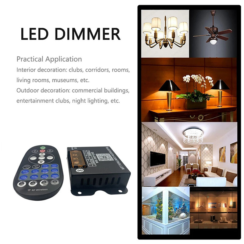 Smart LED Bluetooth Controller DC 5V 12V 24V 30A Dimmer With RF 25-Key Remote