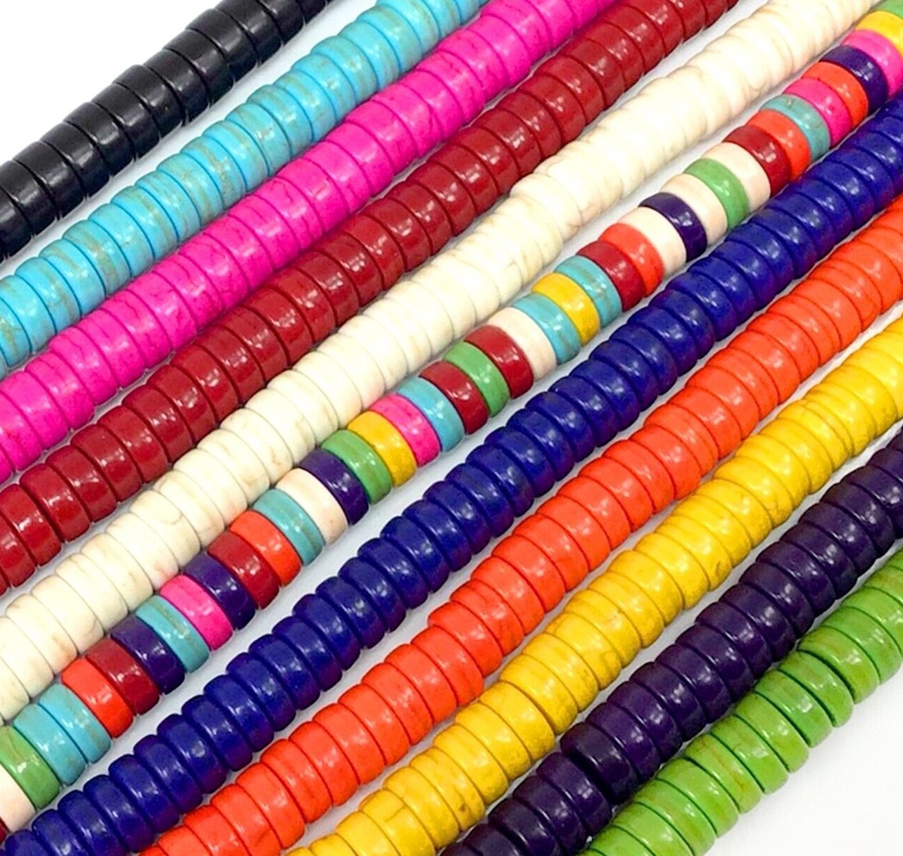 Turquoise Heishi Beads 15" 4mm 6mm 8mm 10mm 12mm Gemstone Howlite Magnesite