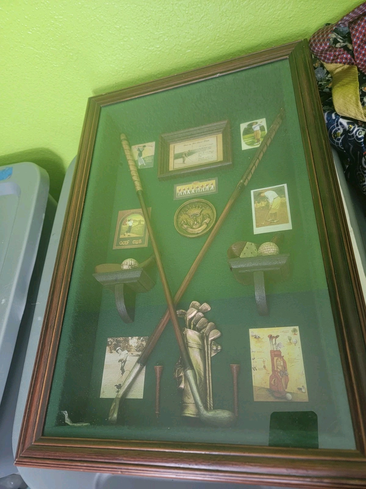 Decorative Vintage History of Golf Wall Display in Wooden Shadow Box Large 20x13