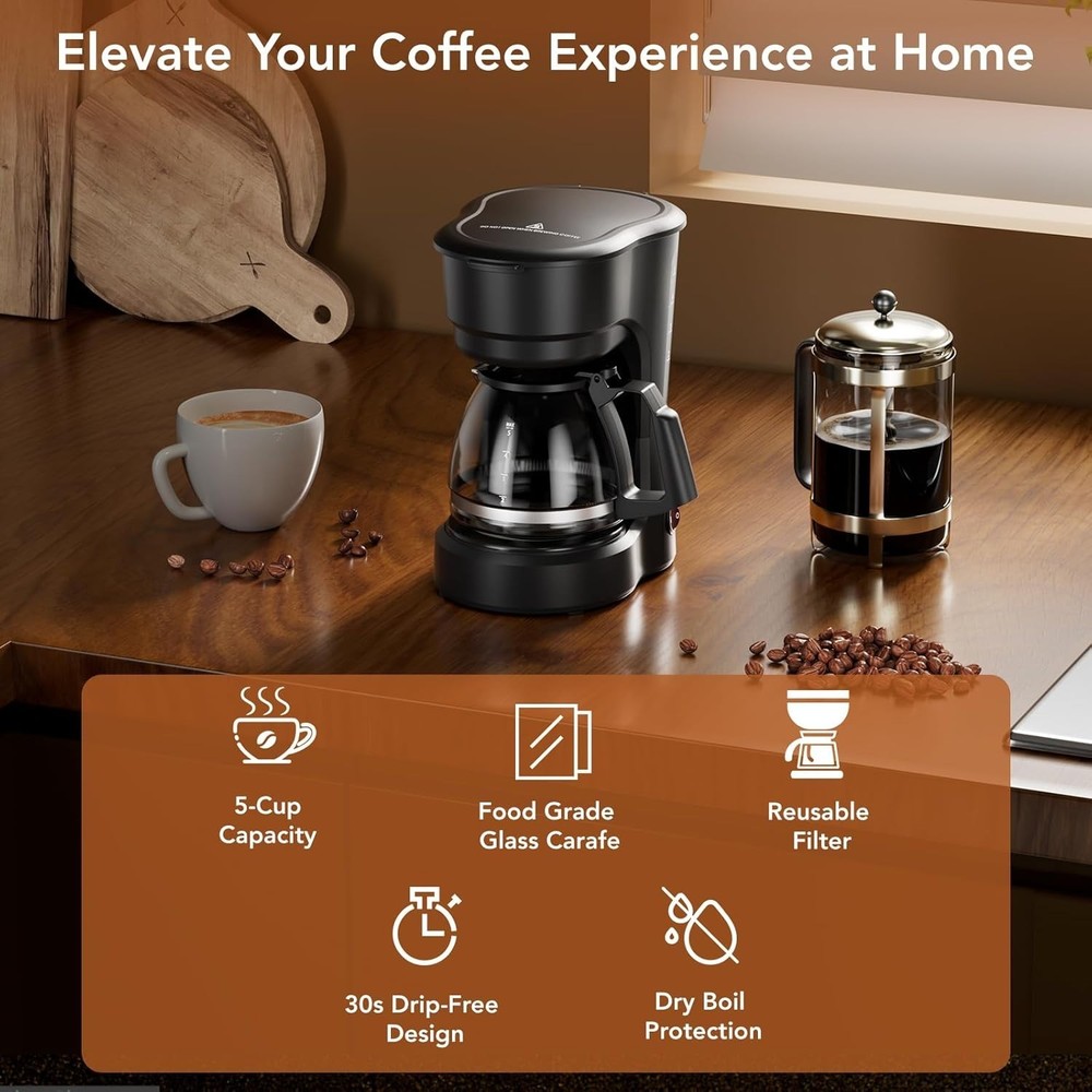 COWSAR Compact Coffee Machine Drip Coffee Maker with Pause & Brew, 2H Keep Warm