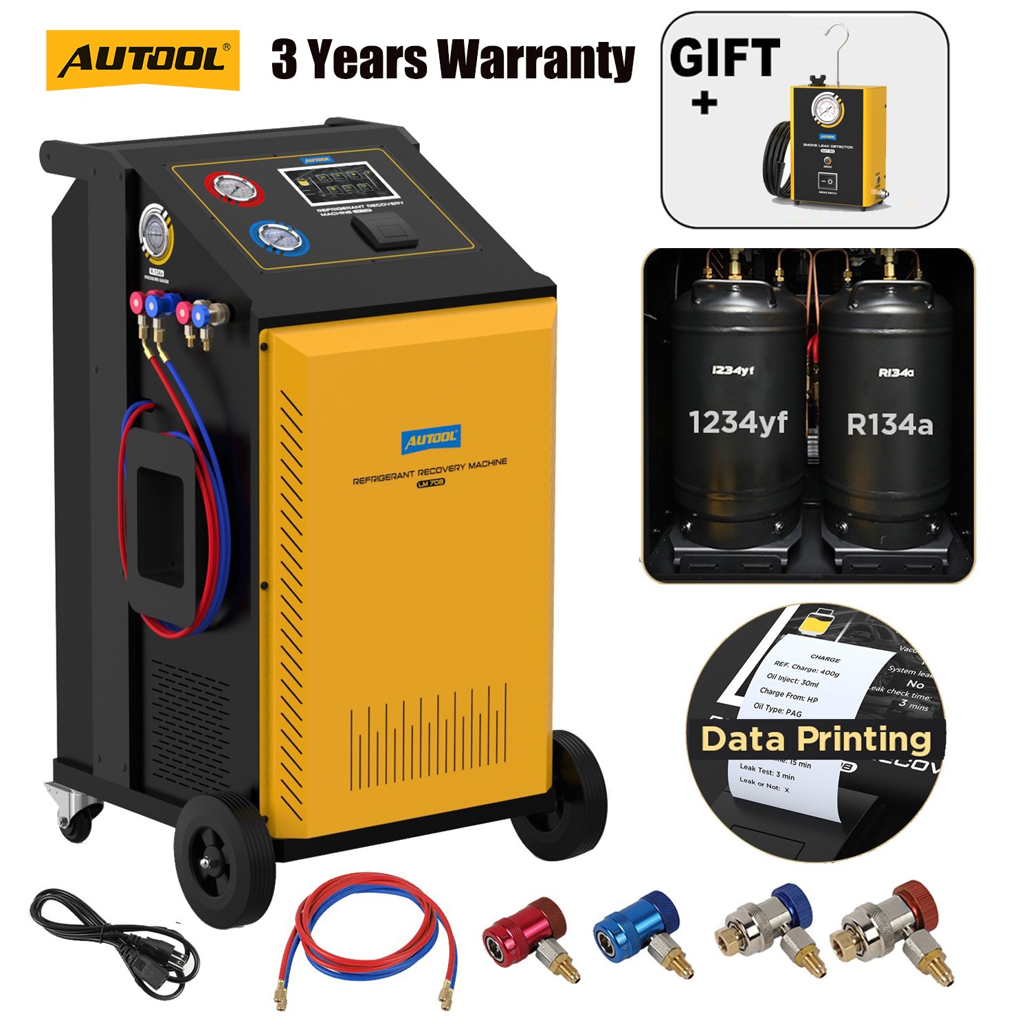 Refrigerant Recovery Machine Fully Automatic A/C HVAC Recycling Dual Cylinder