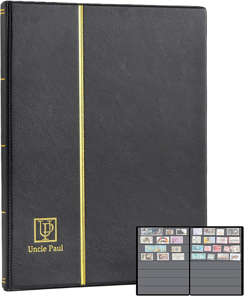 Stamp Albums 160 Pockets - Stockbooks with 30X197Mm Sleeves, 10 Double Sided Bla