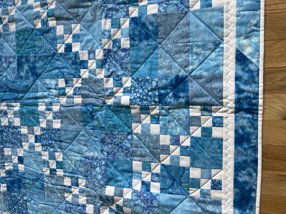Handmade Reversible Quilt Blanket Patchwork Cottagecore 59.5”x 42.5”