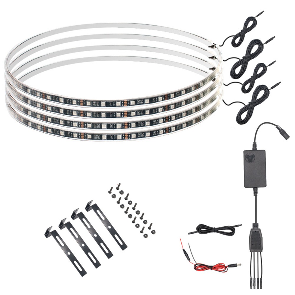 4pcs 15.5'' RGB Wheel Ring Lights LED For Truck Car Rim Lights Bluetooth APP USA