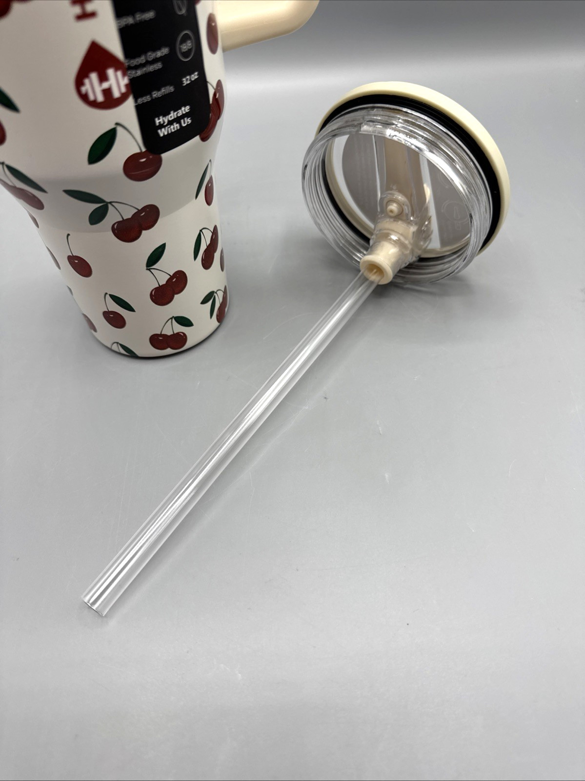 Cherries Hydrojug Traveler 32oz stainless steel water bottle