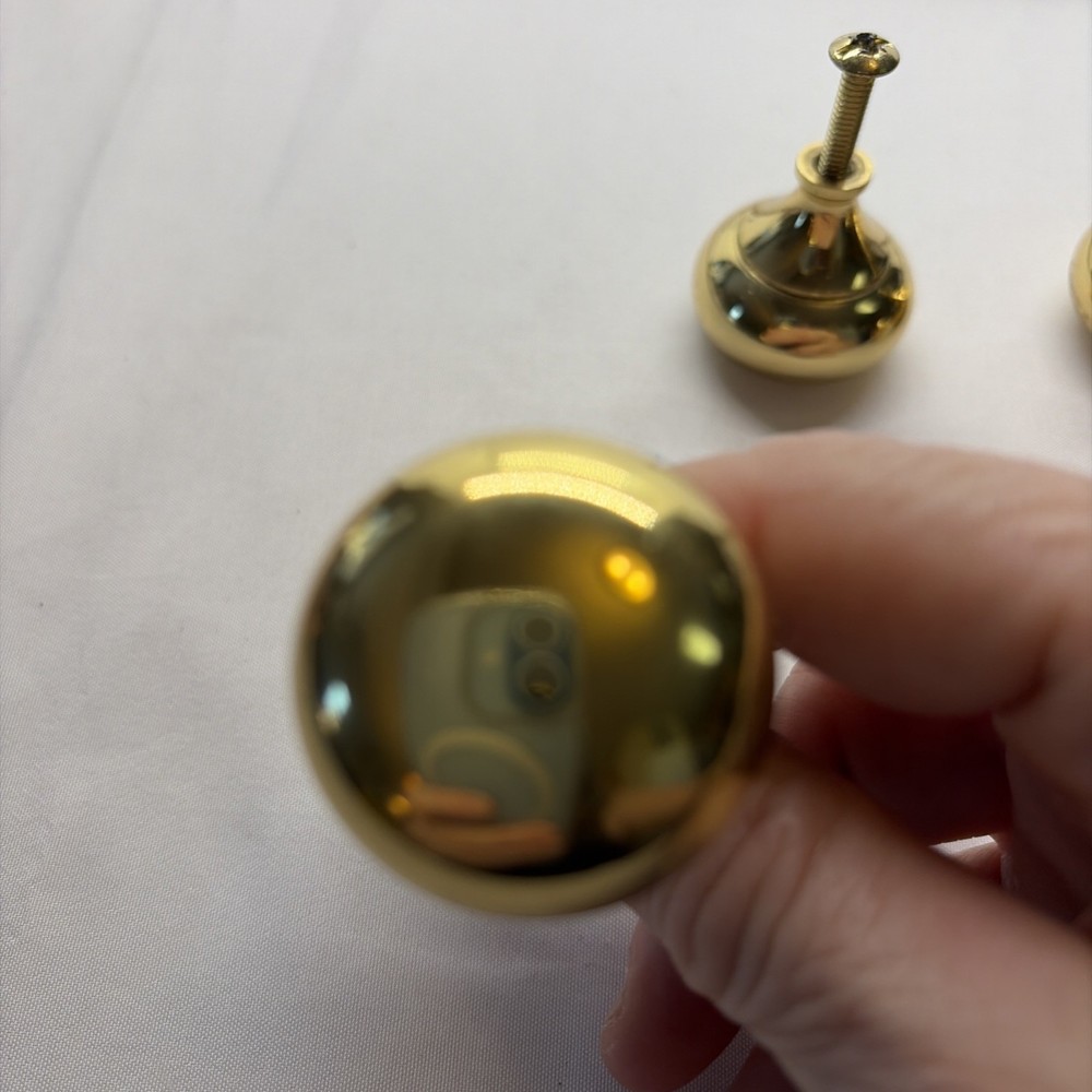 4 Brass Round Drawer Pulls 1.25” VTG (11)