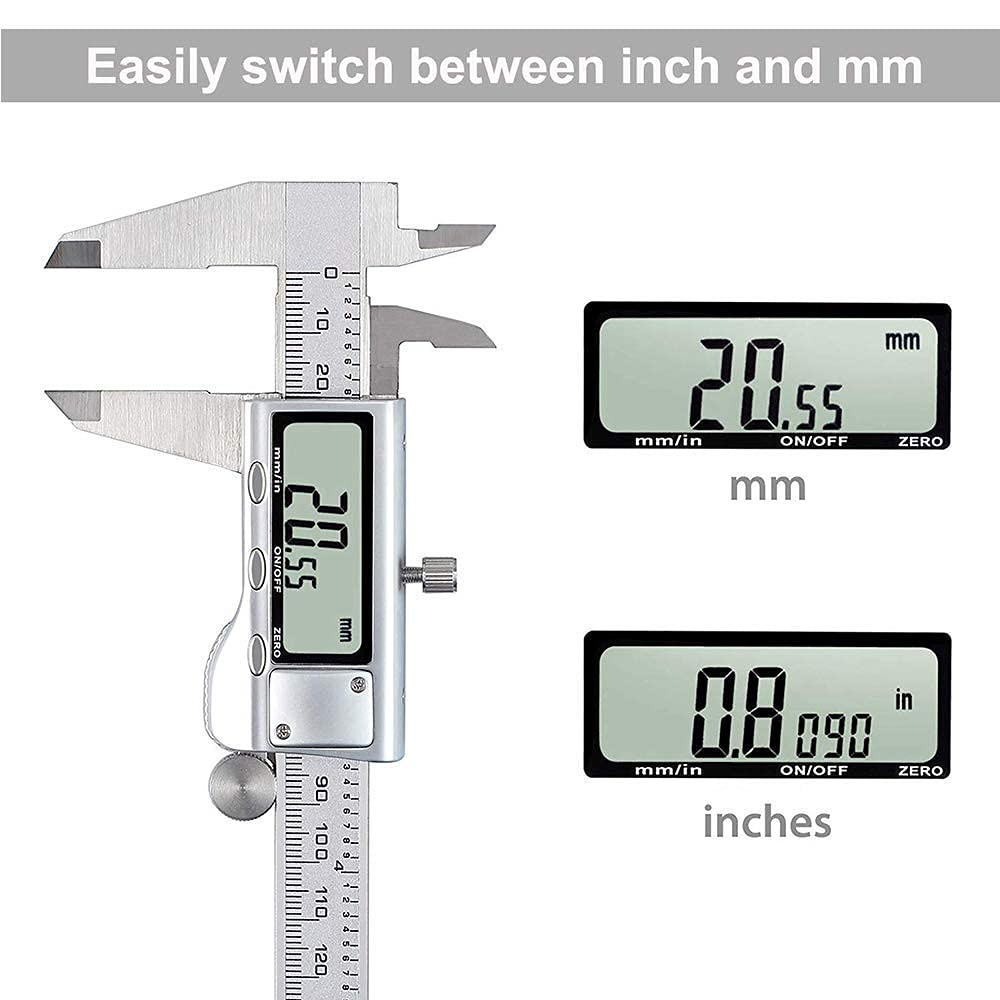 Digital Caliper, Caliper Measuring Tool with Stainless Steel, Electronic Microm