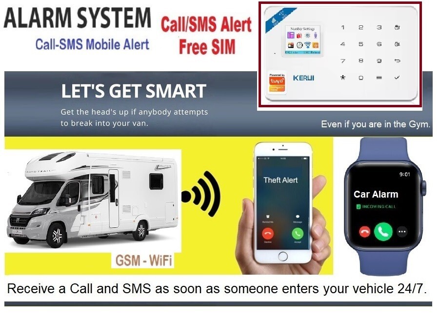Motorhome-Caravan-Campervan Wireless Alarm Security System Mobile Call/SMS Alert
