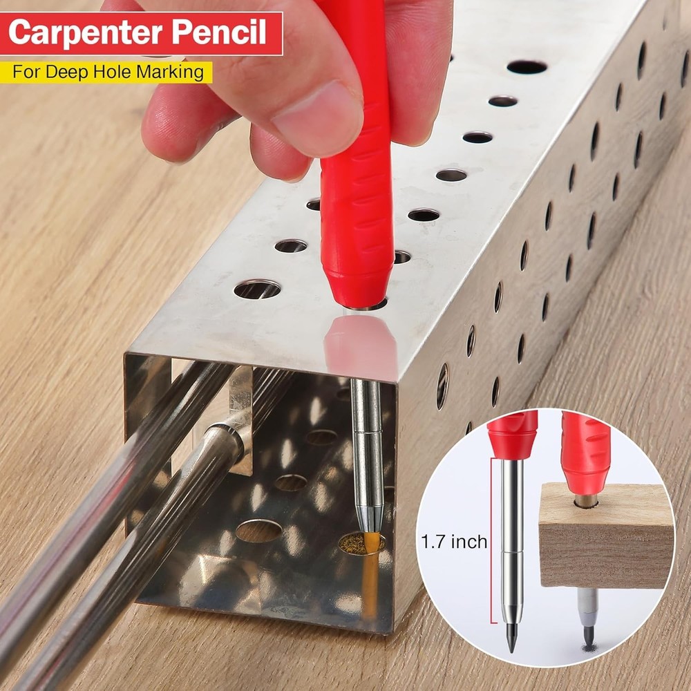 Carpenter Pencil Set with Refills Deep Hole Marking Tool Multi-Color
