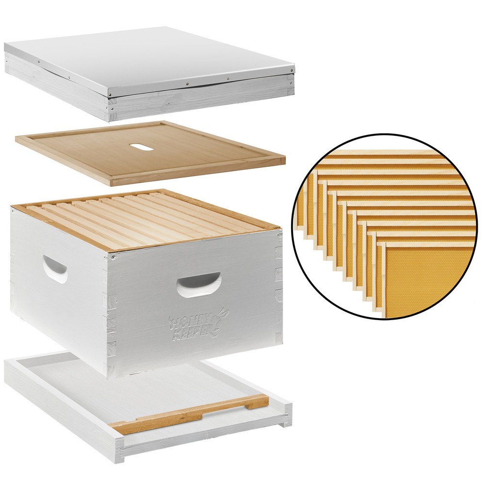 OPEN BOX - Beginner Bee Hive Body Kit, Painted, Assembled with 10 Frames - White