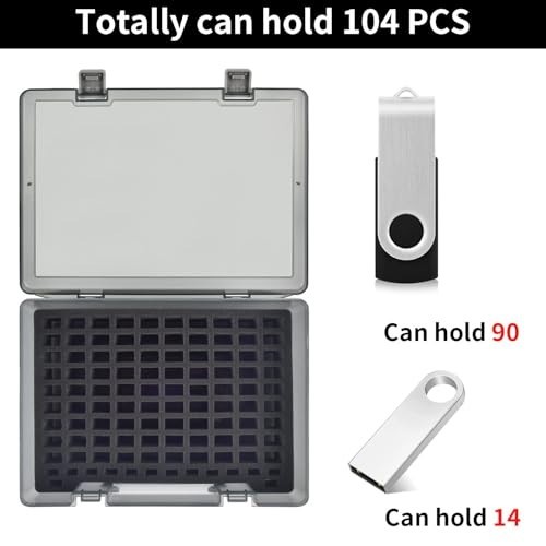 USB Flash Drive Case - 104 Capacity Memory Stick & SD Card Organizer - Gray