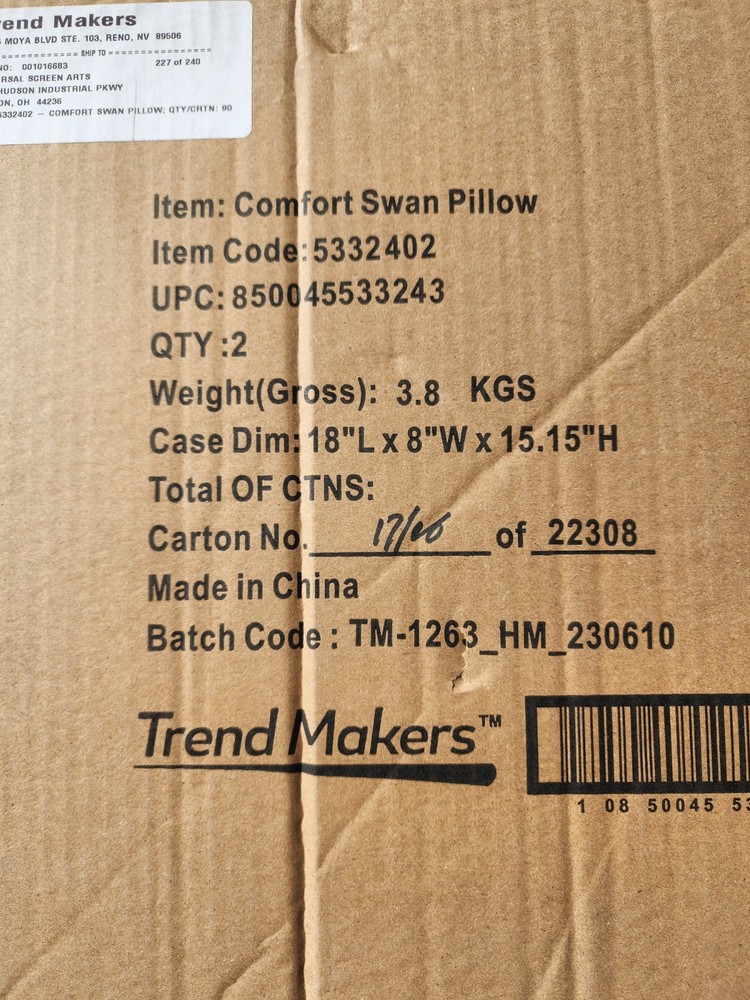 2 Pack Comfort Swan Pillows