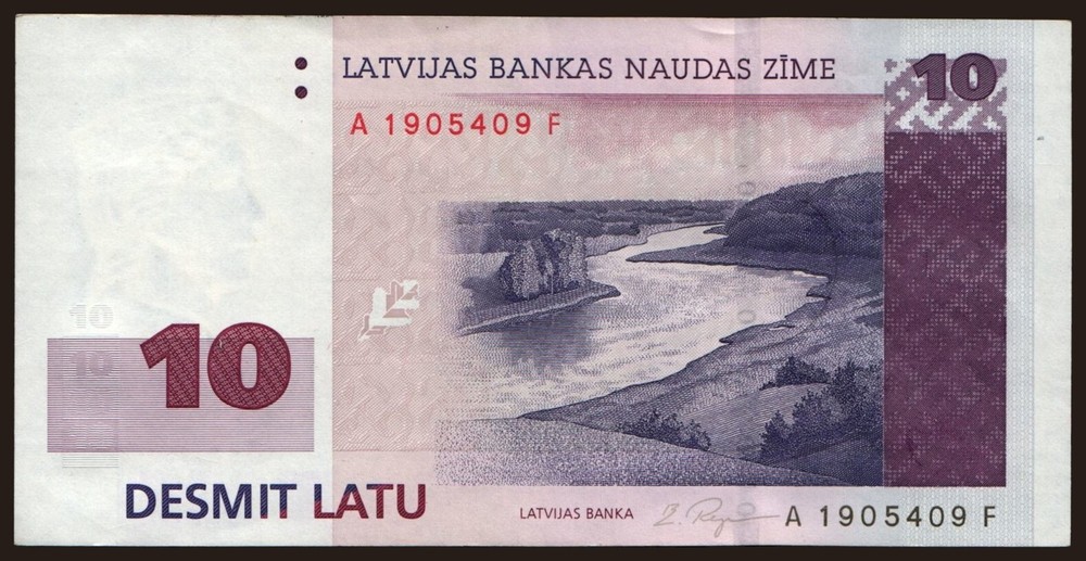 Latvia - 2000 - 10 Latu - "VF+" #CO2954