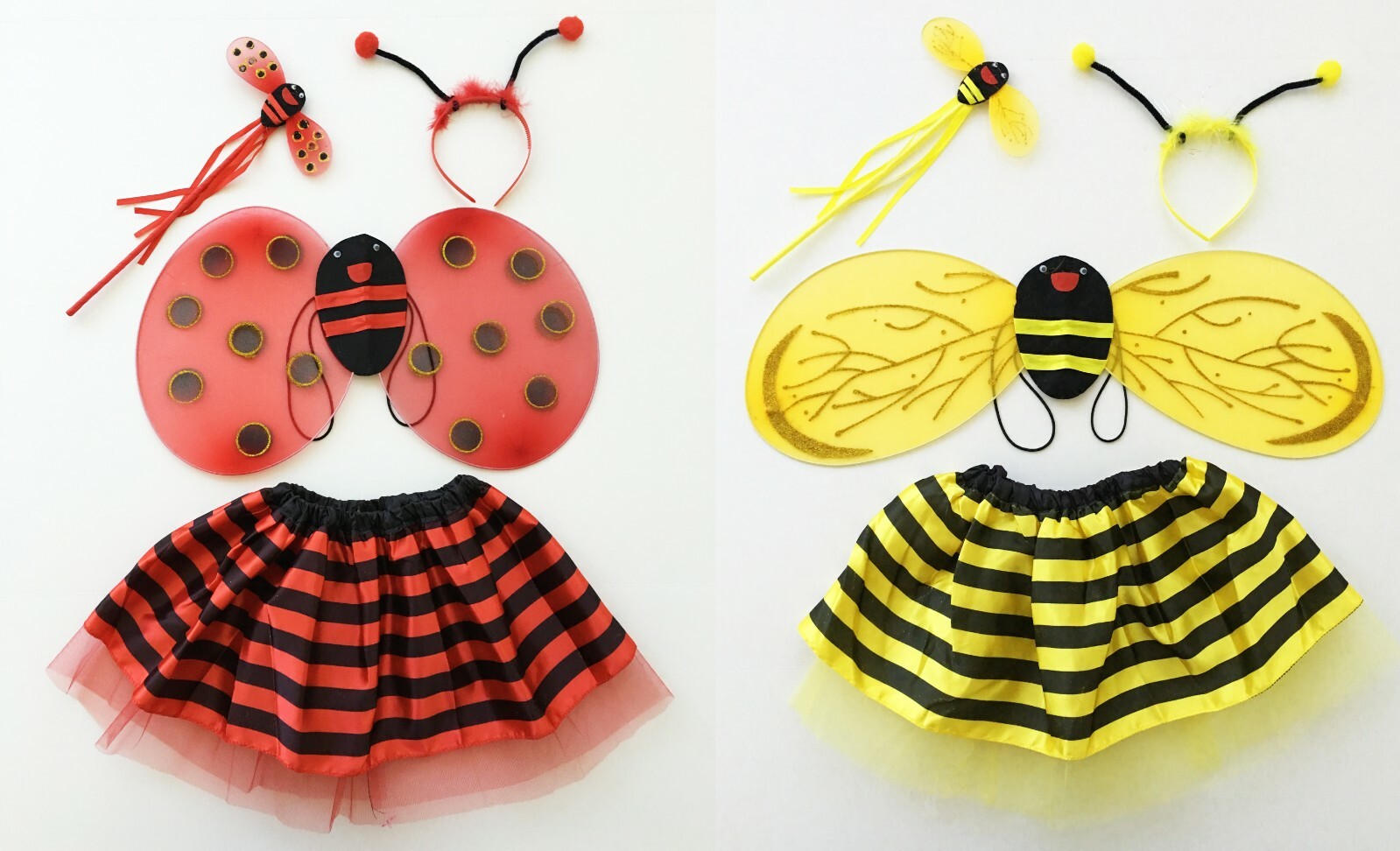 Ladybug bee fairy wing dress set with wand headband kids costume pretend play