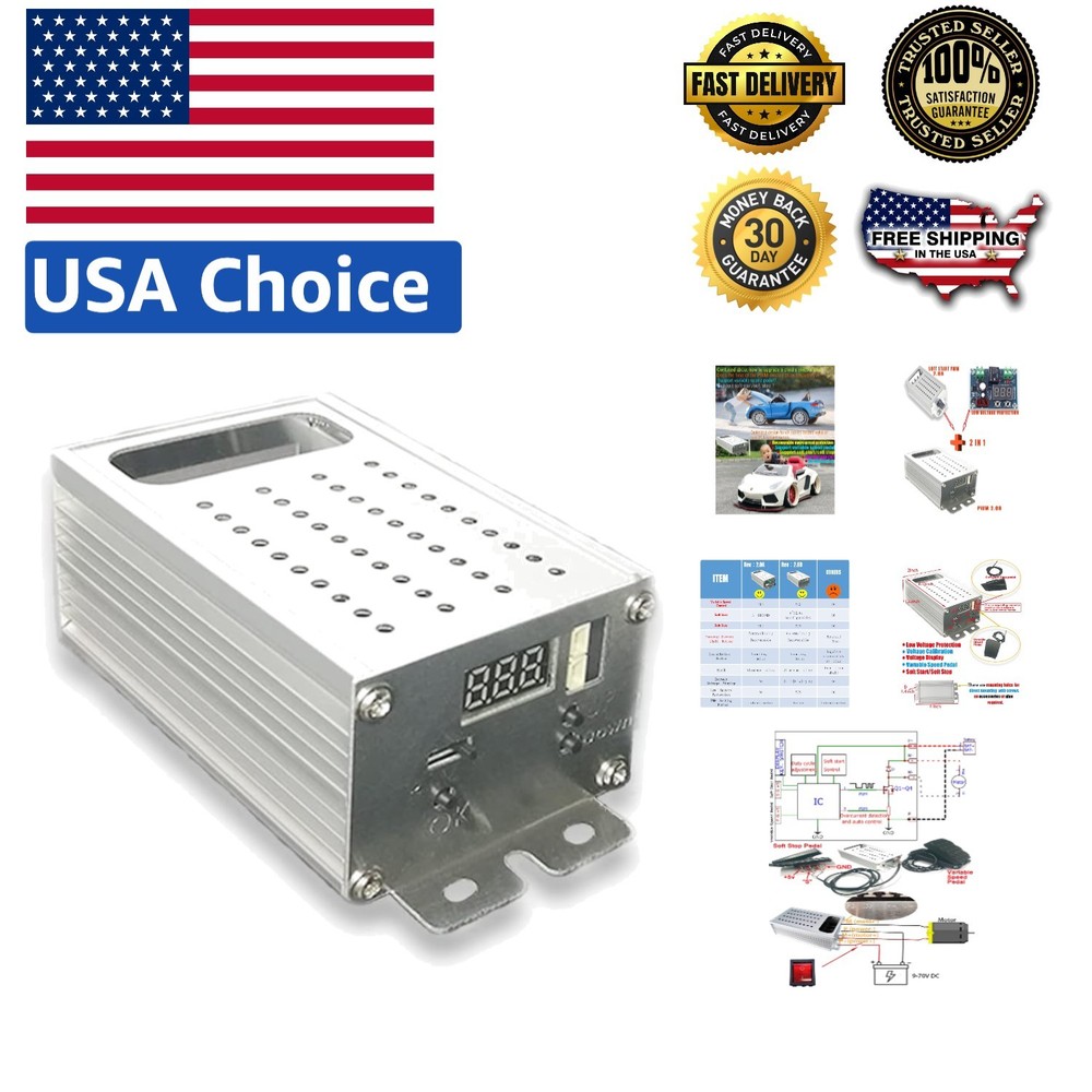 Advanced PWM DC Motor Speed Controller 9-70V with Soft Start/Stop Function