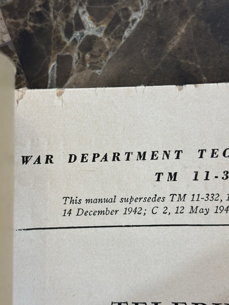 WWII WAR DEPARTMENT TECHNICAL GUIDE TELEPHONE CENTRAL OFFICE SET TC-4
