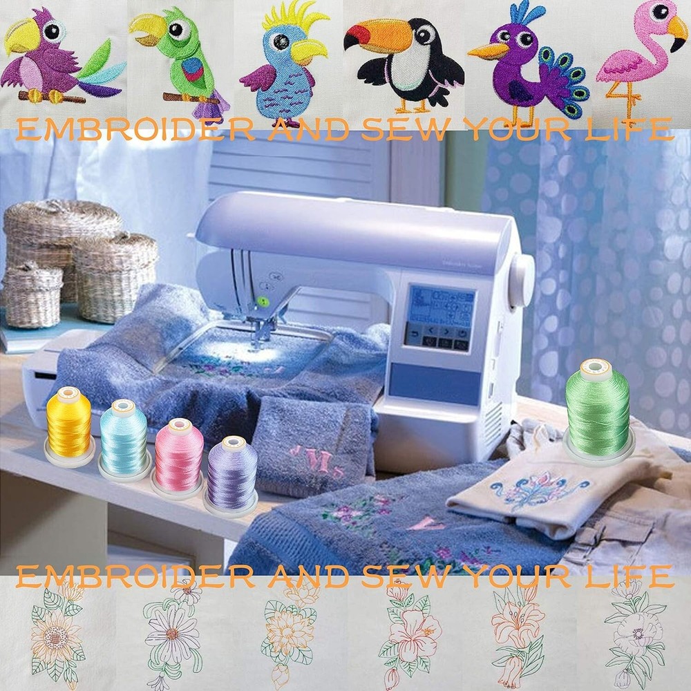 42 Spools 1000M 1100Y Polyester Embroidery Machine Thread Kit for Professiona...