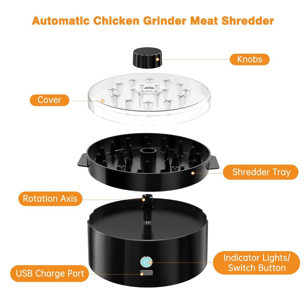 Automatic Electric Chicken Shredder Tool - USB Rechargeable Meat Grinder