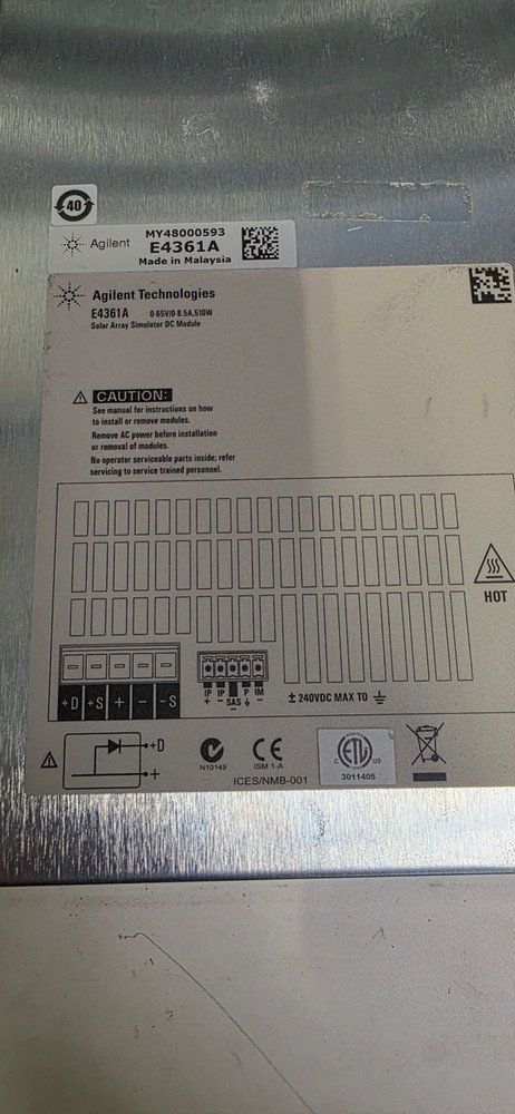 Agilent E4360A Modular Solar Array Simulator (2) Modules (1) E4361A (1) E4362A