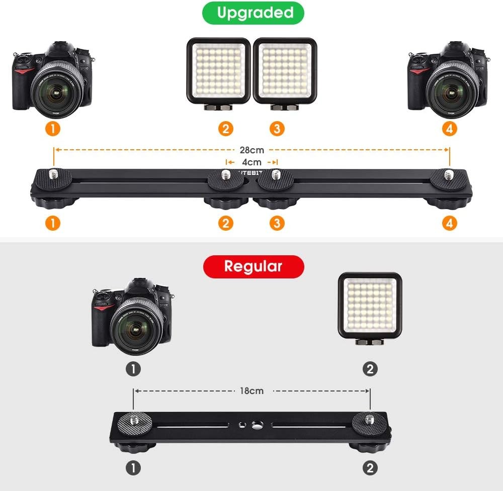 UTEBIT 11 Inch Flash Bracket Long Dual Camera Mount Flash Bracket Extension Bar