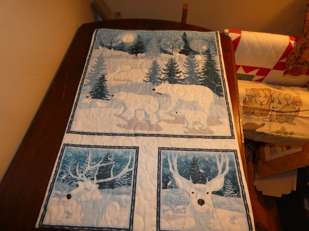 Polar Bear & Deer Handmade Quilt Panel Wall Hanging