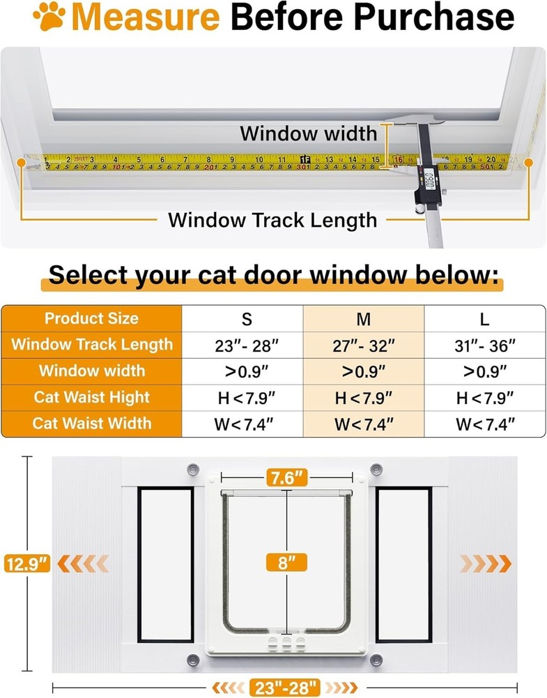 Aluminum Frame Cat Door Insert - Adjustable 23-28 Inch Weatherproof Solution