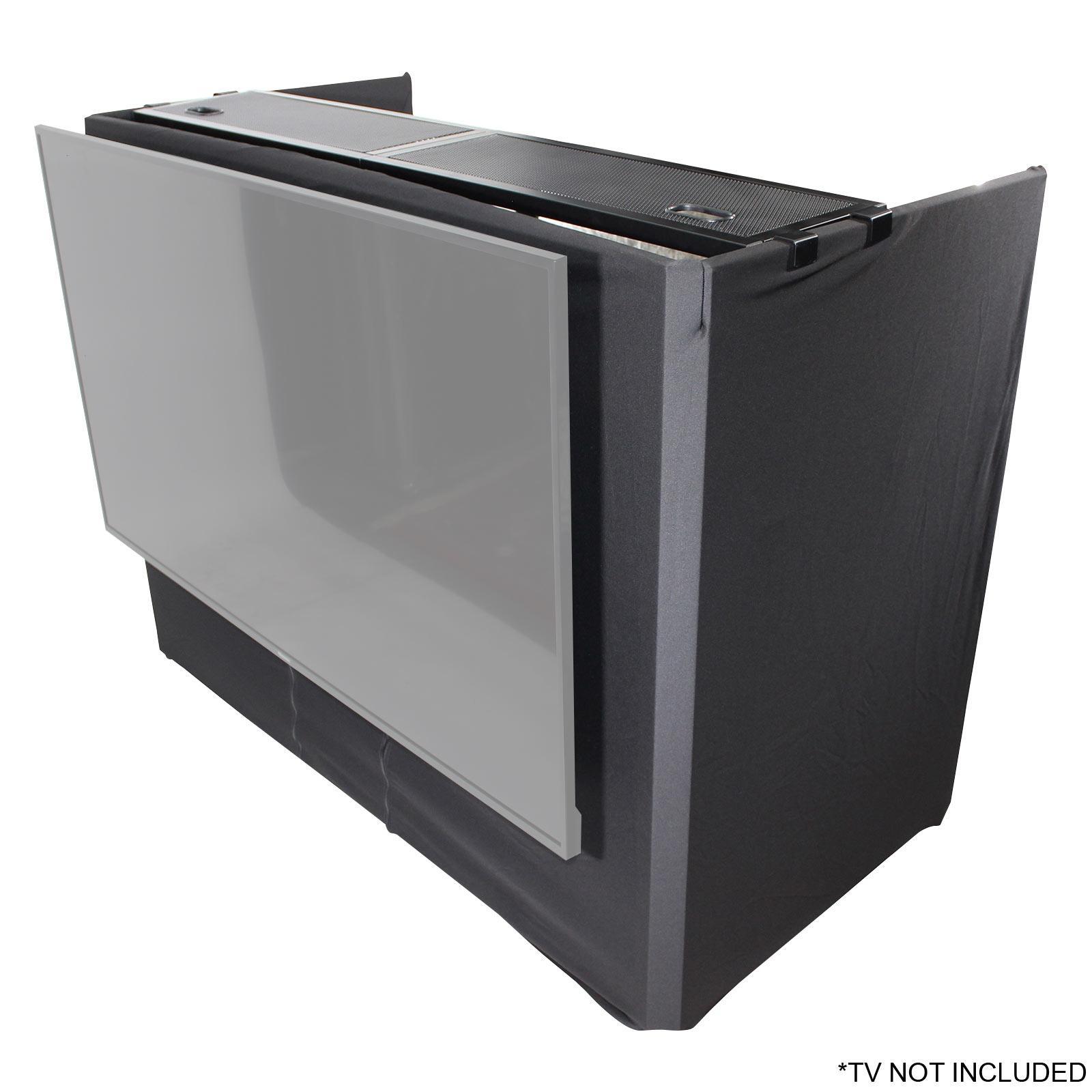 ProX XF-MESA MEDIA Portable DJ Facade Table Station with TV Mount, Scrims & Bag