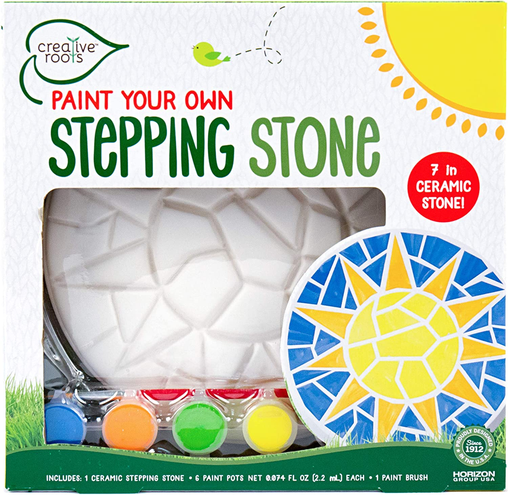Mosaic Sun Stepping Stone Kit, Includes 7-Inch Ceramic Stepping Stone & 6 Vibran
