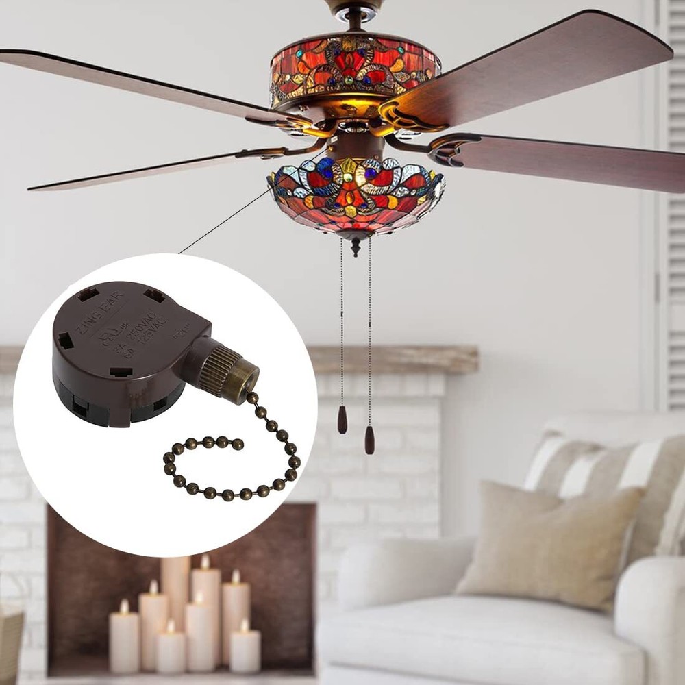 Ceiling Fan Switch Zing Ear ZE-268S5 4 Speed 5 Wire Pull Chain Ceiling Fan Sw...