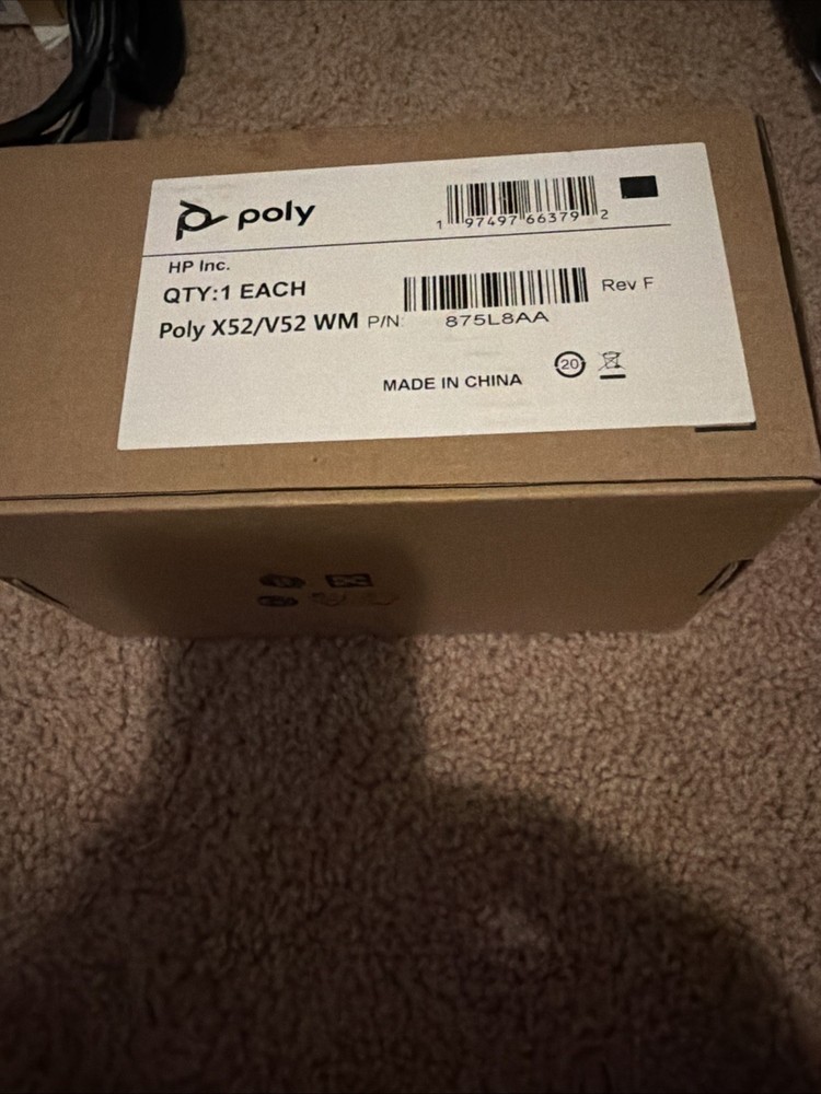 Poly Studio X52 Wall Mount for Video Conferencing System (P/N: 875L8AA)