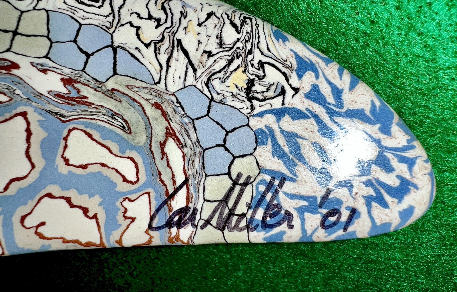 SIGNED Handcrafted NERIKOMI Art Pottery LOU MILLER 2001 Bowl Dish ORIGINAL