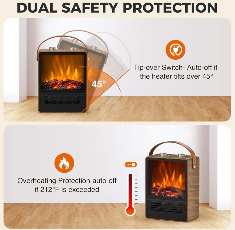 Portable Electric Fireplace Space Heater ￼
