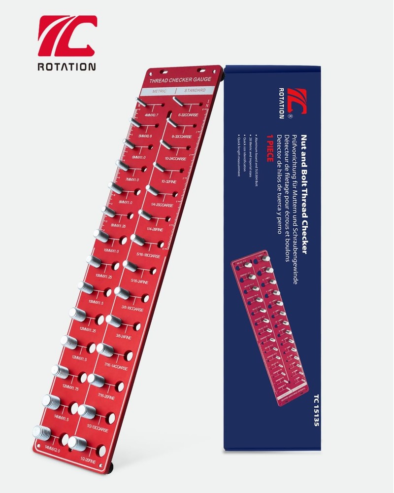 ROTATION Thread Checker, Nut and Bolt Gauge, Size Identifier...
