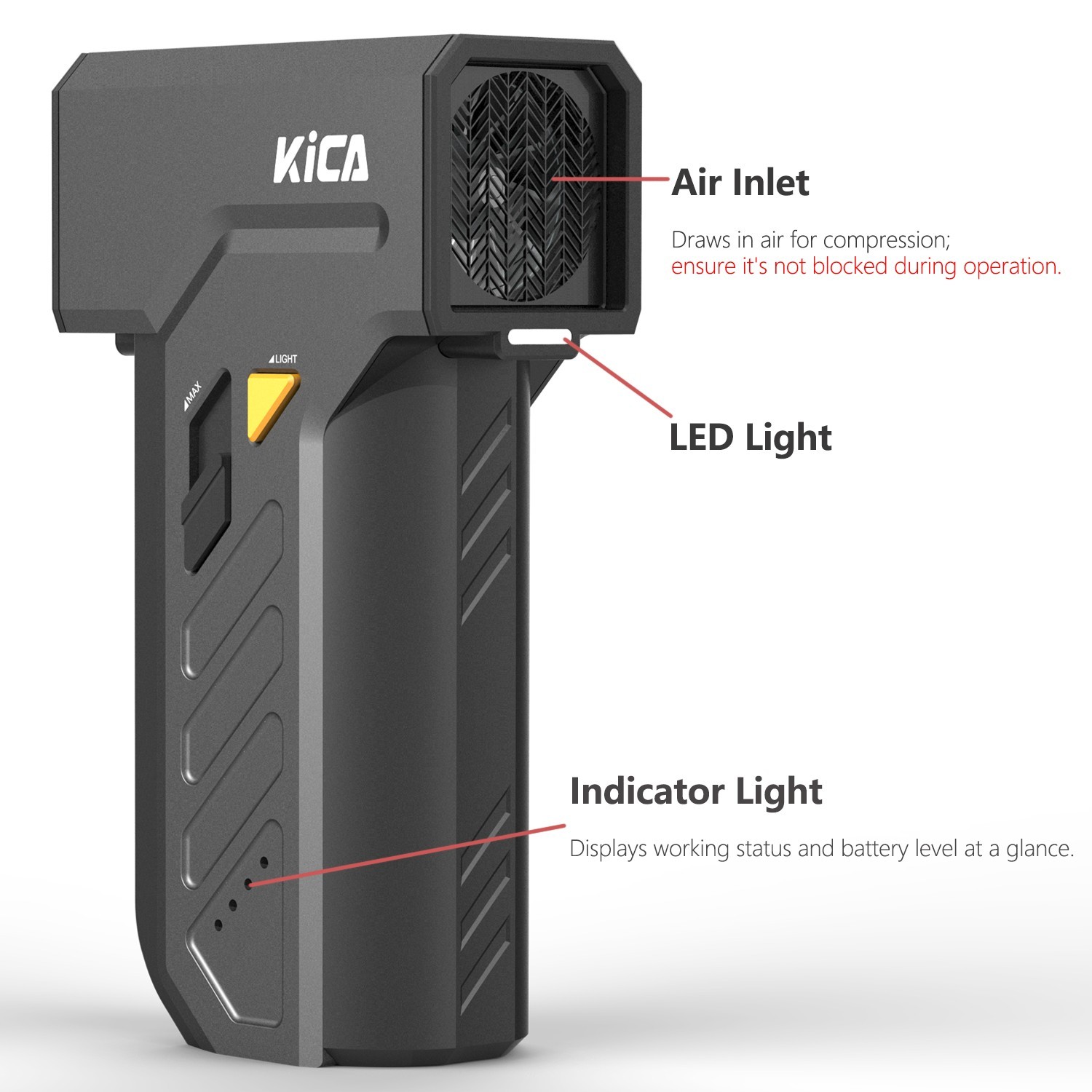 KiCA Jetfan Ultra - Electric Powerfull Air Duster Blower | 116000RPM | LED Light