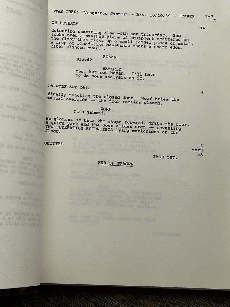 STAR TREK Script The Next Generation The Vengeance Factor Final Draft Sept 1989